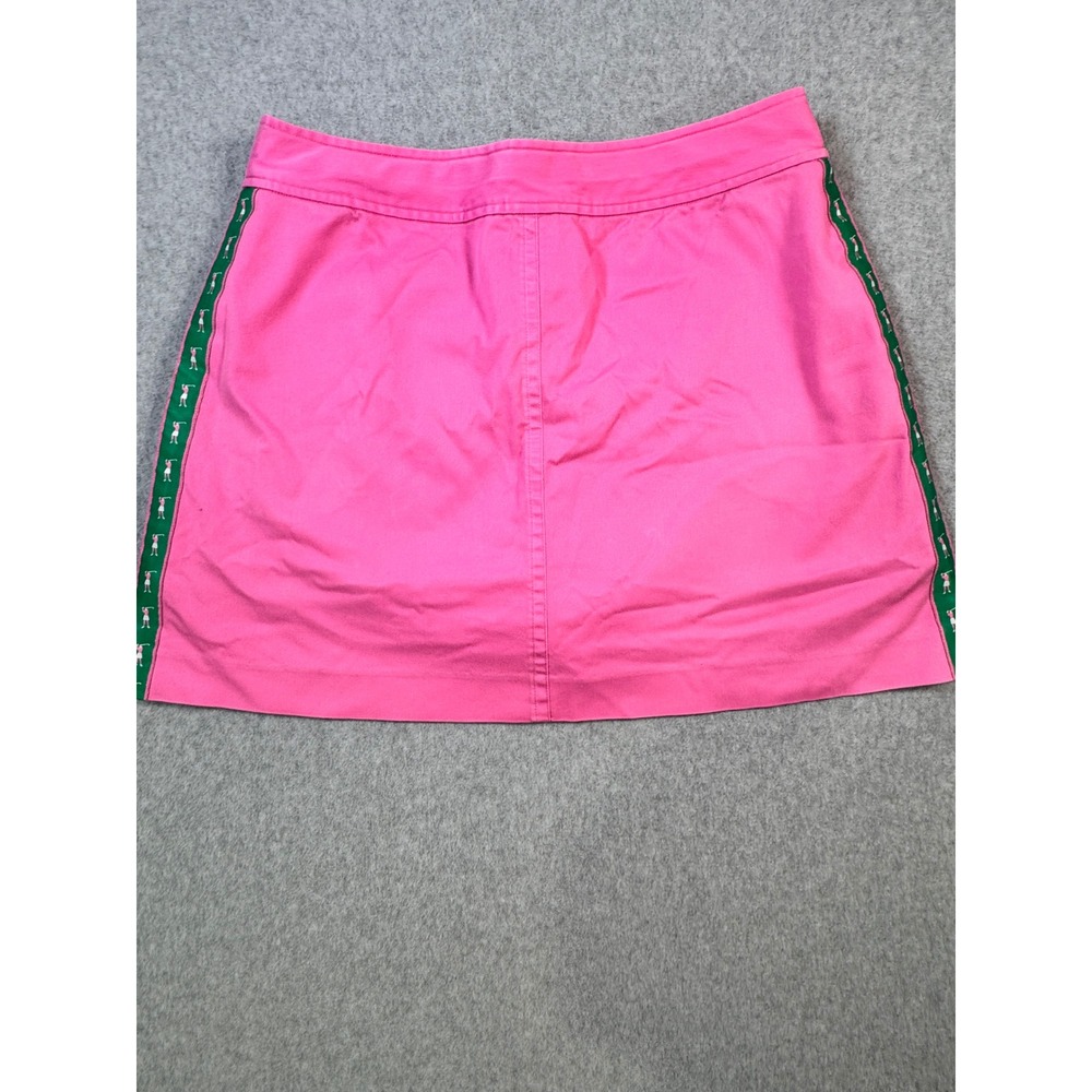 Lilly Pulitzer Pink Golf Skort Womens 12 Green Golfer Side Stripe Coolmax Cotton